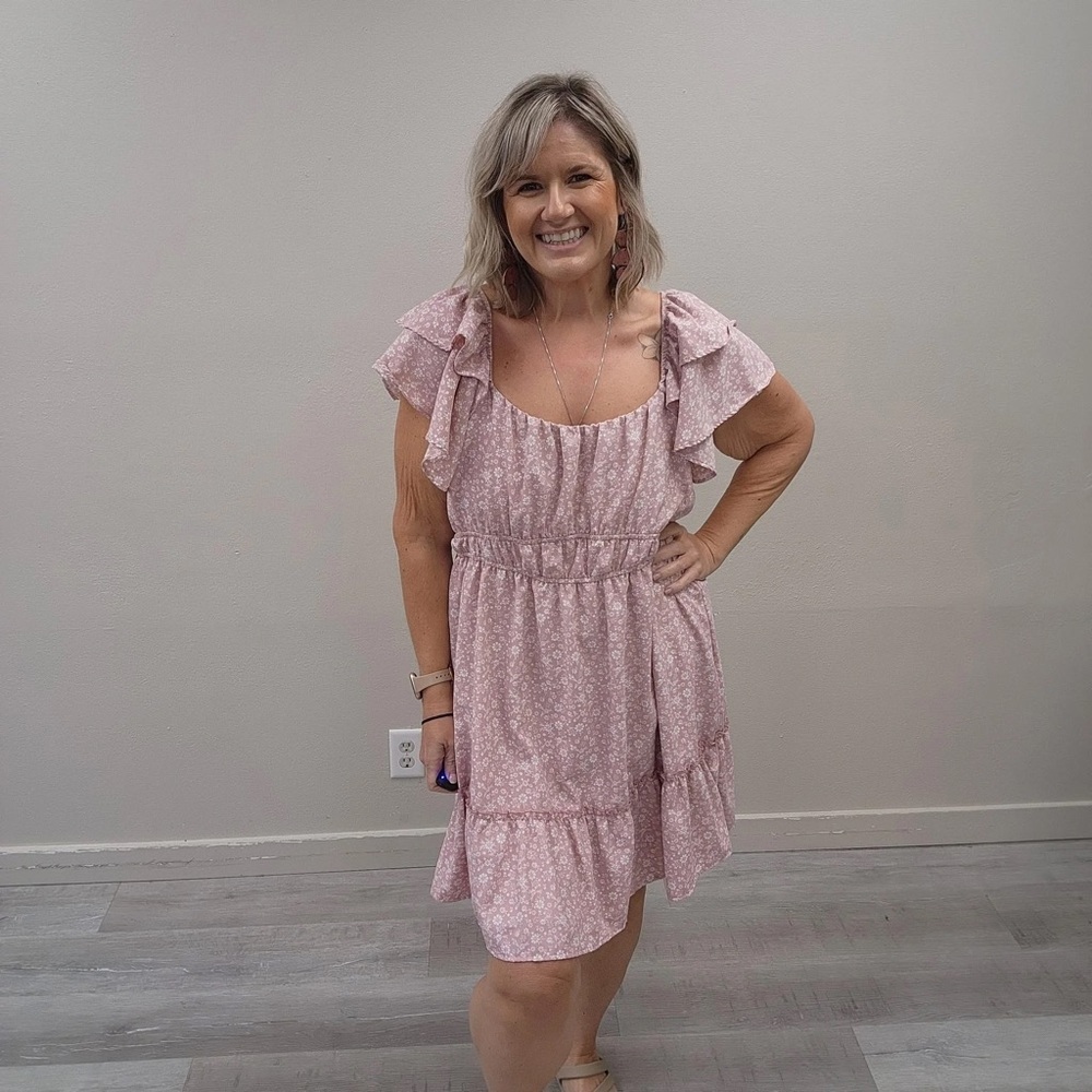 Arula Pink & White Floral Mini Dress - Size 14/16